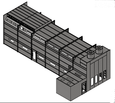A 3 d image of the inside of an industrial building.